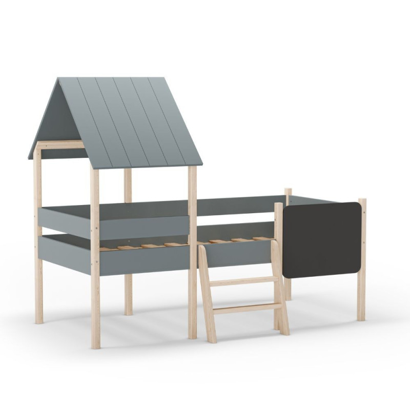 Letto a castello singolo Mint legno massiccio verde cachi e pino