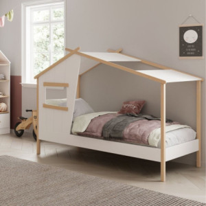 Zoom Letto a casetta Luba singolo in legno massiccio colore bianco