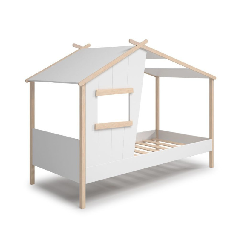 Letto a casetta Luba singolo legno massiccio bianco design
