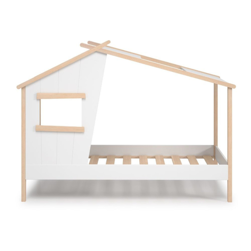 Letto a casetta Luba singolo legno massiccio bianco design