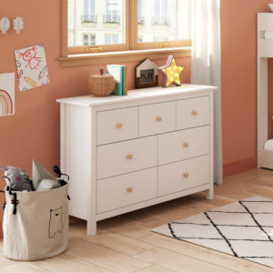 Cassettiera Max 4 cassetti 3 cassettini legno massiccio bianco