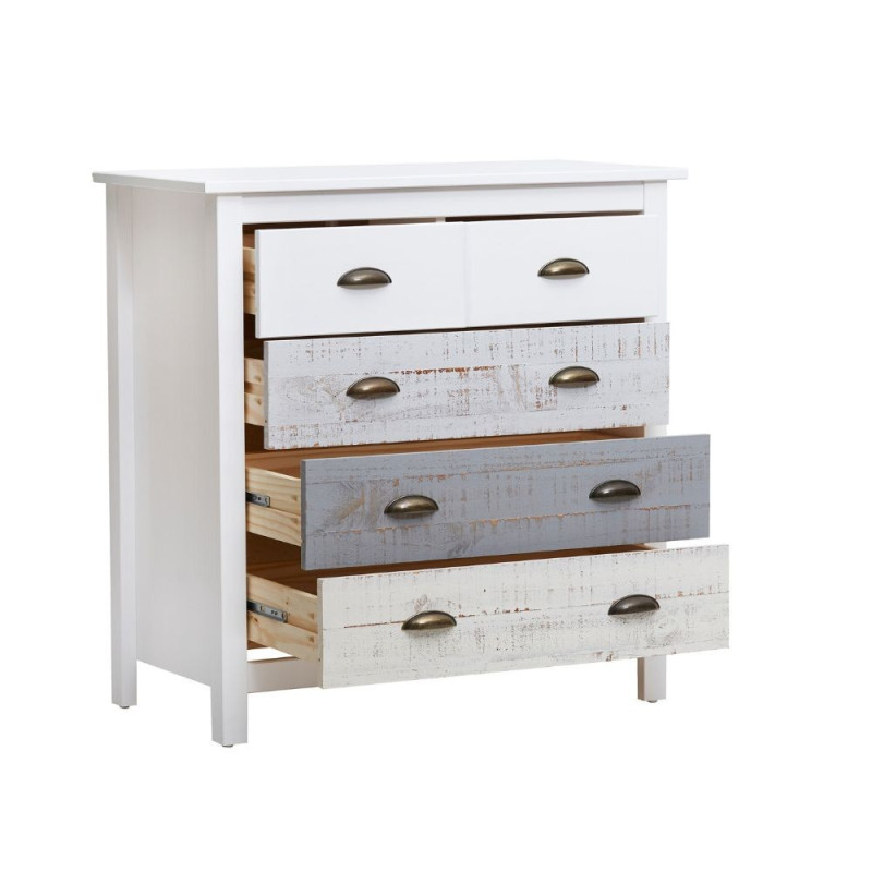 Comò Romantica 3 cassettoni 2 cassettini legno massiccio multicolor
