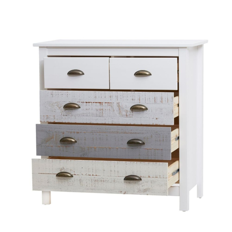 Comò Romantica 3 cassettoni 2 cassettini legno massiccio multicolor