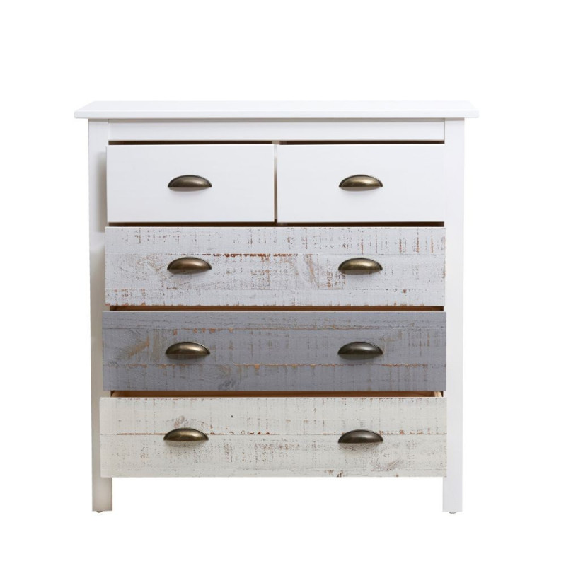Comò Romantica 3 cassettoni 2 cassettini legno massiccio multicolor