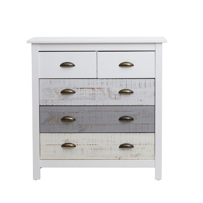 Comò Romantica 3 cassettoni 2 cassettini legno massiccio multicolor