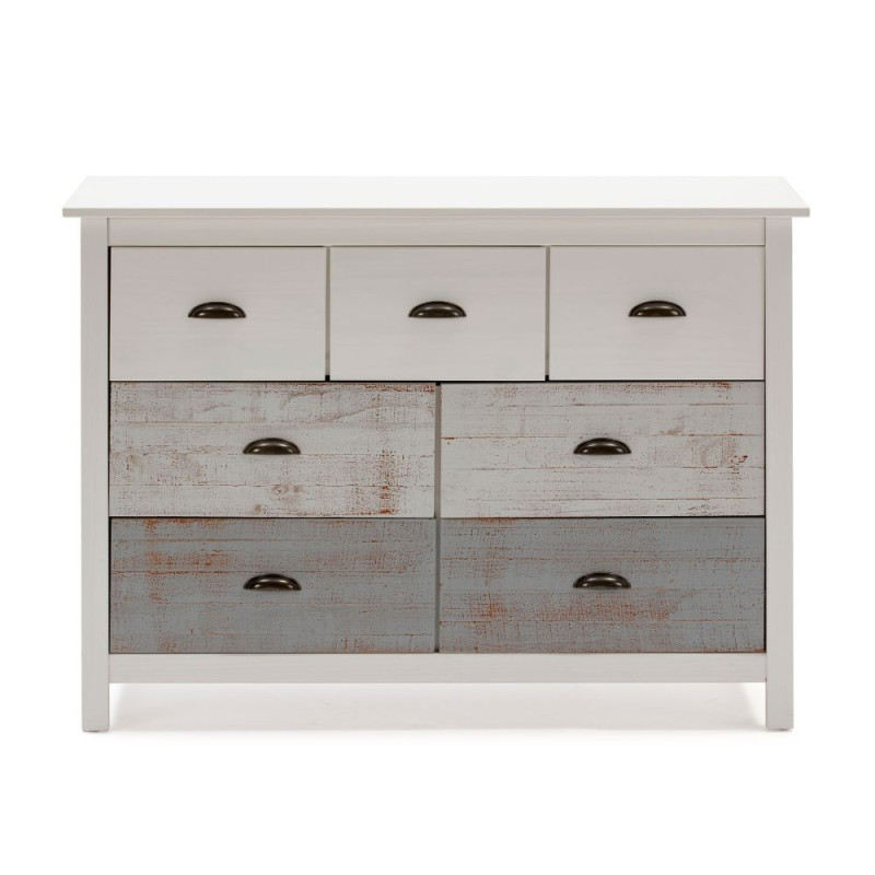 Comò Romantica 4 cassetti 3 cassettini legno massiccio multicolor