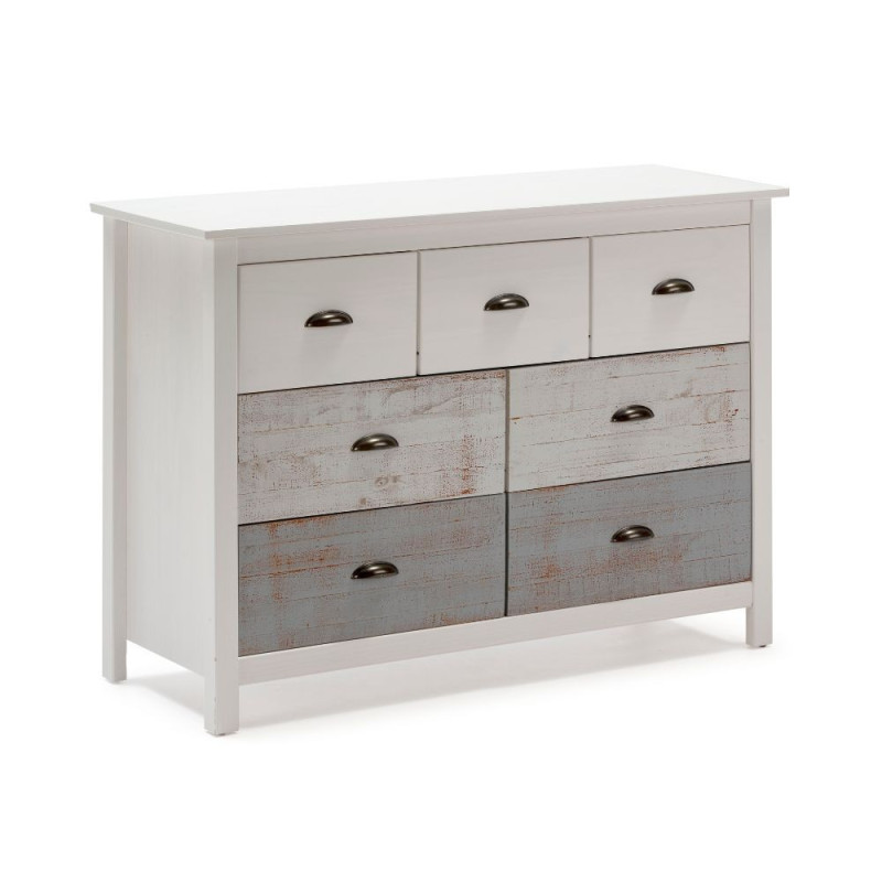 Comò Romantica 4 cassetti 3 cassettini legno massiccio multicolor