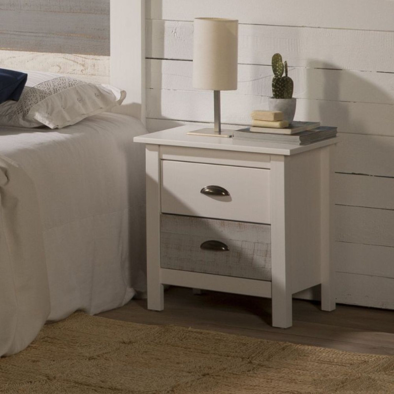 Comodino Romantica 2 cassetti legno massiccio multicolor
