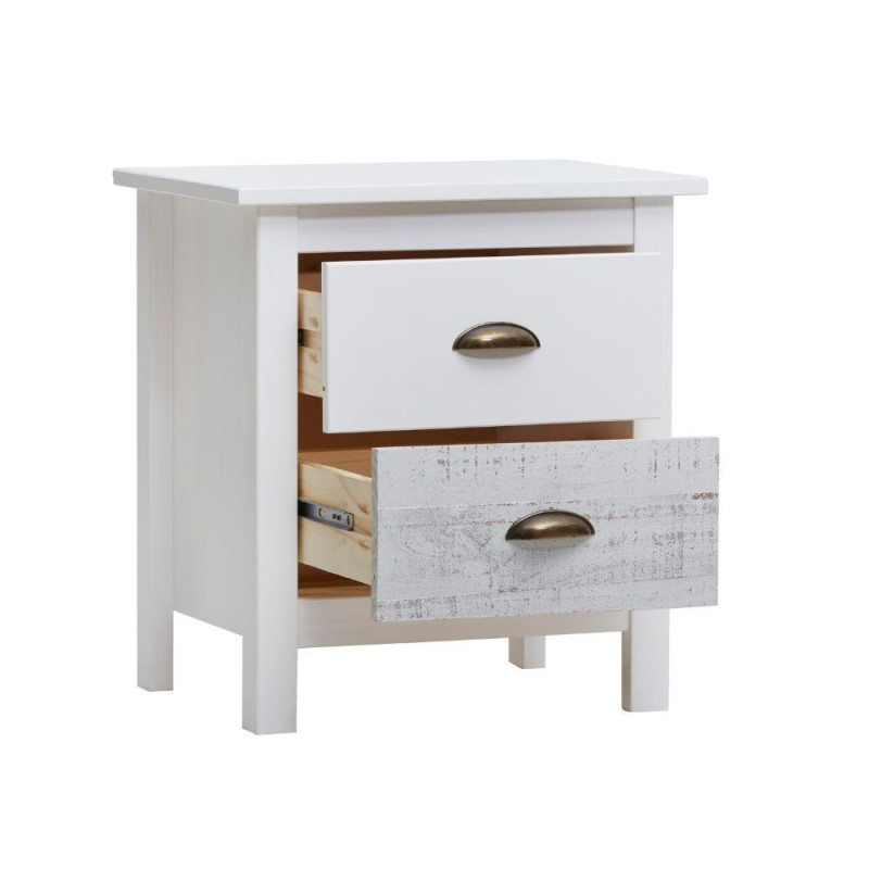 Comodino Romantica 2 cassetti legno massiccio multicolor