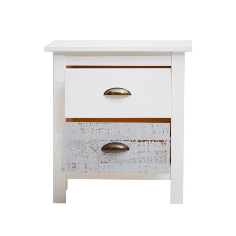Comodino Romantica 2 cassetti legno massiccio multicolor