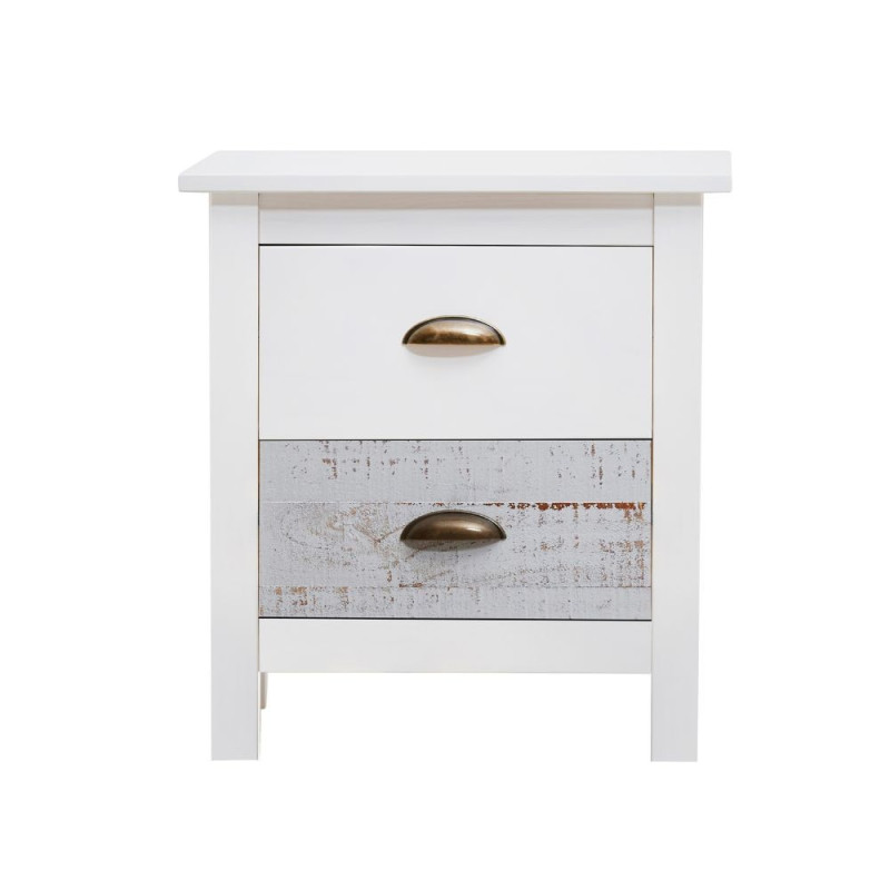 Comodino Romantica 2 cassetti legno massiccio multicolor