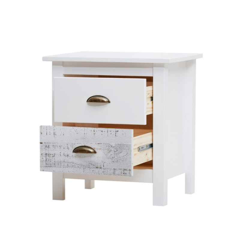 Comodino Romantica 2 cassetti legno massiccio multicolor