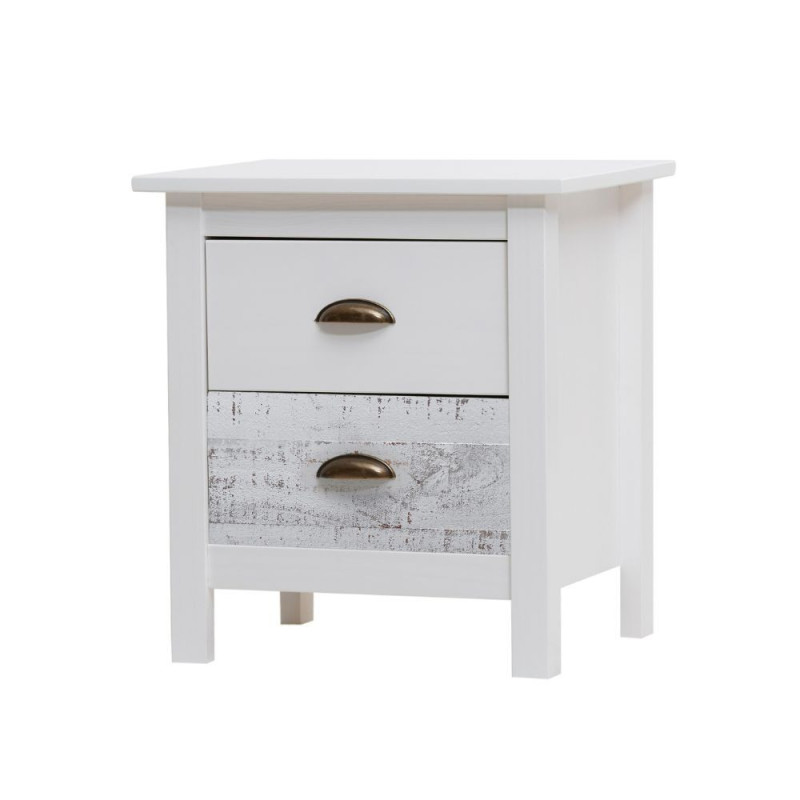 Comodino Romantica 2 cassetti legno massiccio multicolor