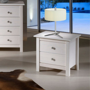 Zoom Comodino Berna 2 cassetti in legno massiccio colore bianco