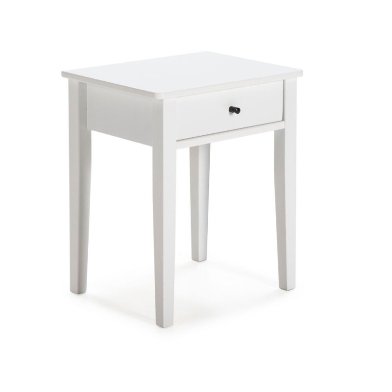 Comodino Bart legno massiccio 1 cassetto colore bianco moderno