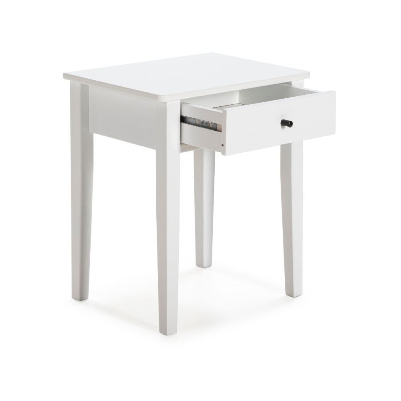 Comodino Bart legno massiccio 1 cassetto colore bianco moderno