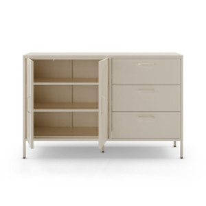 Zoom Credenza Doria 2 ante e 3 cassetti in metallo colore crema