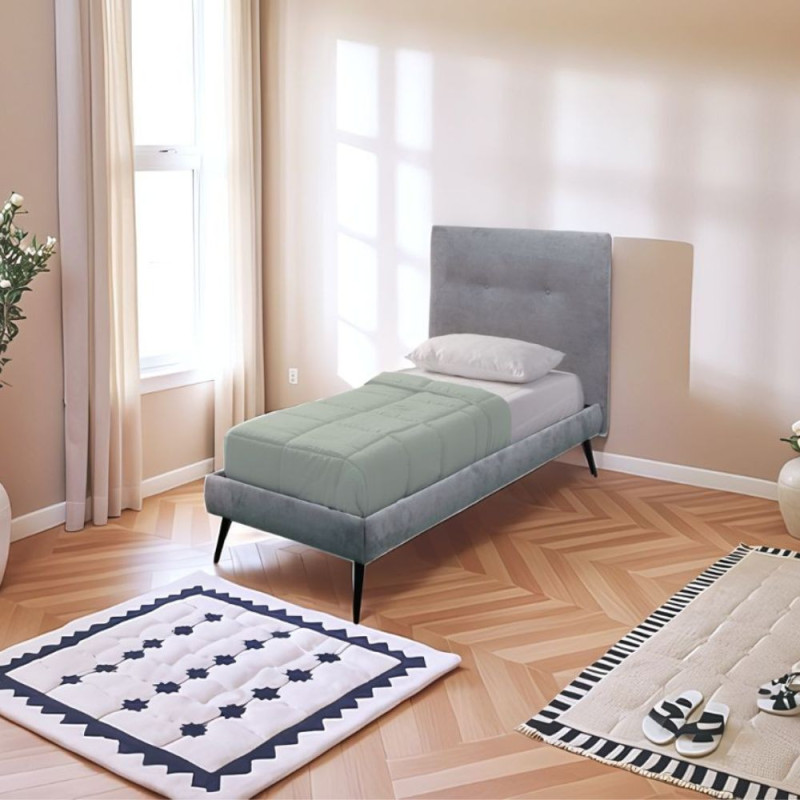 Letto singolo Stiletto rete fissa tessuto grigio chiaro moderno
