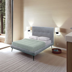 Letto una piazza e mezza Stiletto tessuto grigio chiaro rete fissa