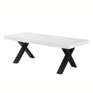 Zoom Tavolo allungabile Dava con piano colore bianco opaco e gambe in metallo nero