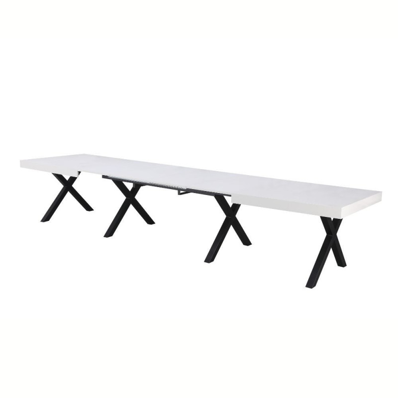 Tavolo allungabile Dava bianco opaco gambe metallo nero moderno