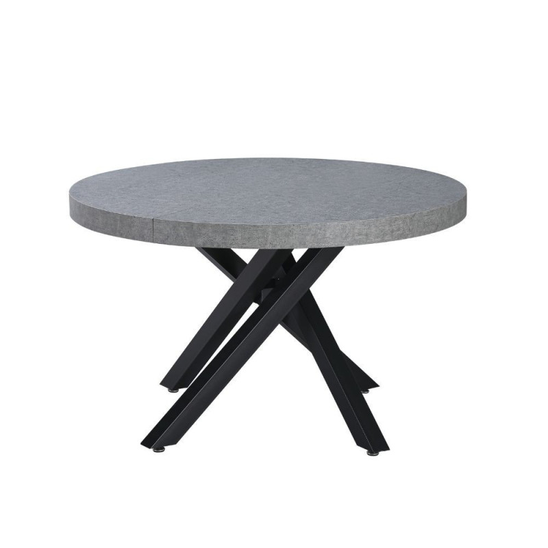 Tavolo allungabile Raven cemento gambe metallo nero moderno