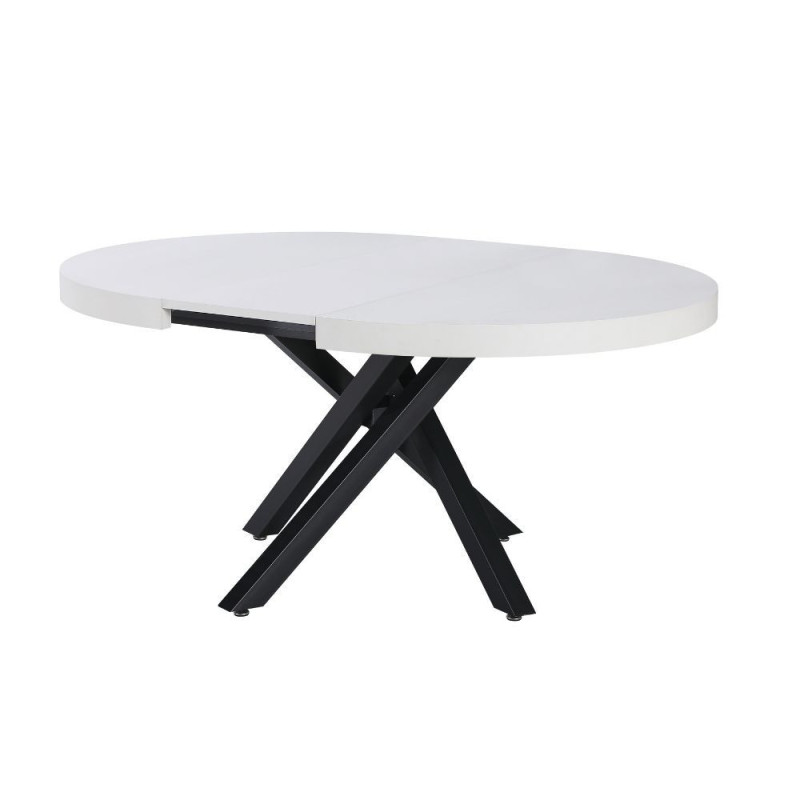 Tavolo allungabile Raven bianco opaco gambe metallo nero moderno