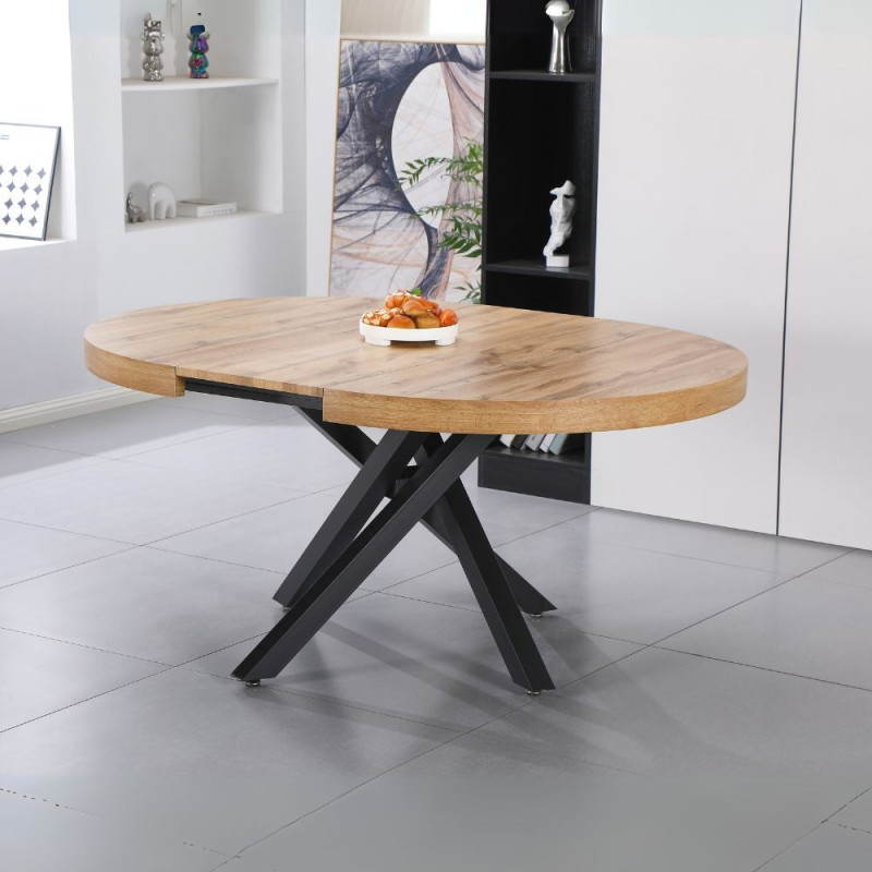 Tavolo allungabile Raven rovere gambe metallo nero moderno