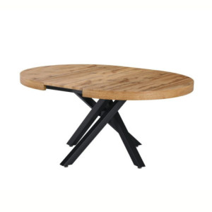 Zoom Tavolo allungabile Raven con piano colore rovere e gambe in metallo nero