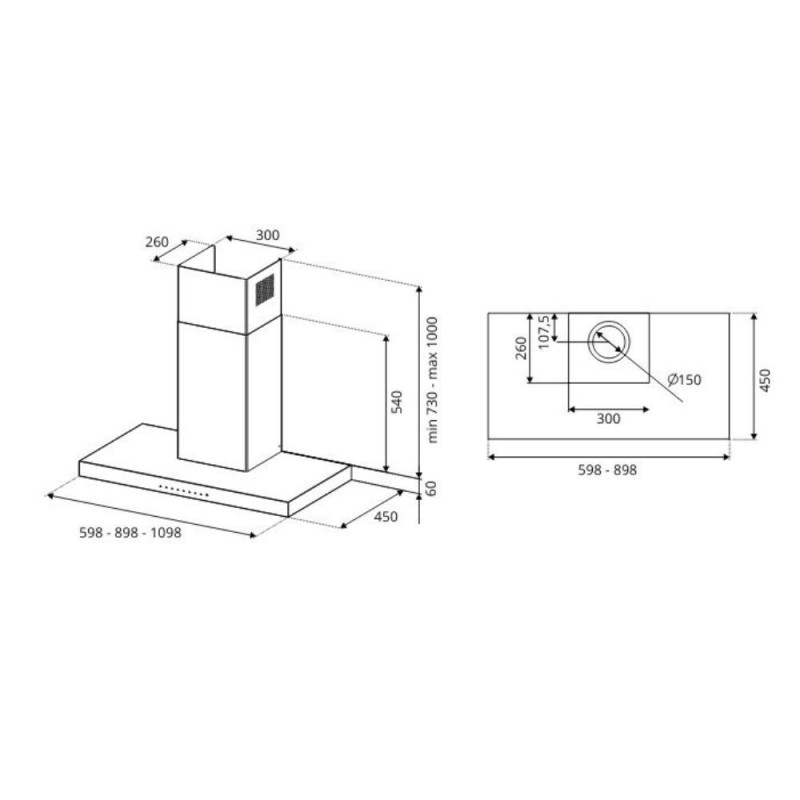 Cappa da parete Bertazzoni KT90P1XV 90 cm inox Classe B