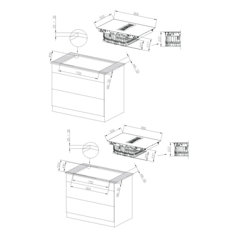 Piano cottura Master Kitchen MKHI804FHEDBK induzione 4 zone A