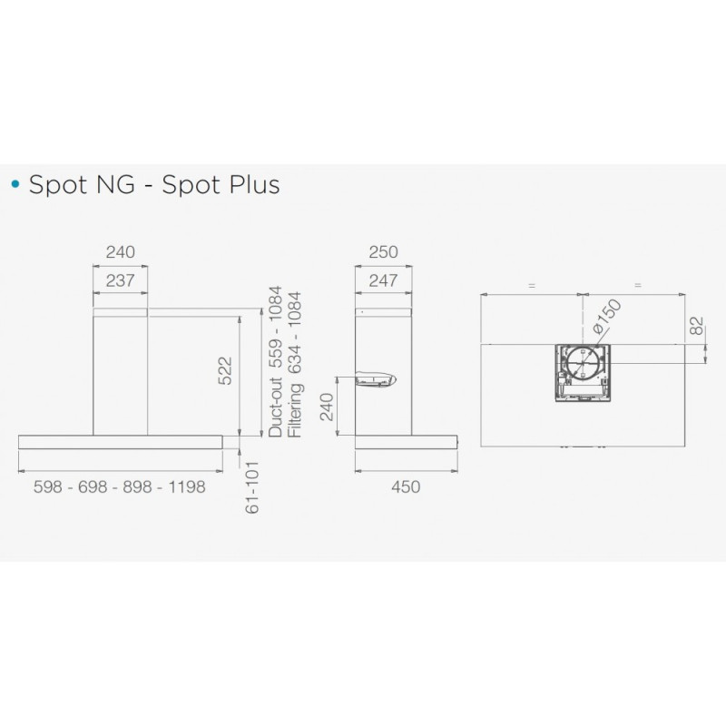 Cappa aspirante Elica Spot NG H6 IX/A 90 inox 90 cm cucina