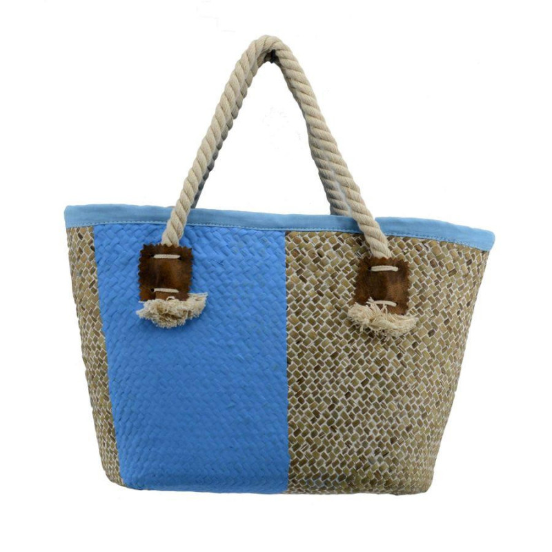 Borsa paglia Africa azzurro 43x19x27cm stile estivo chic