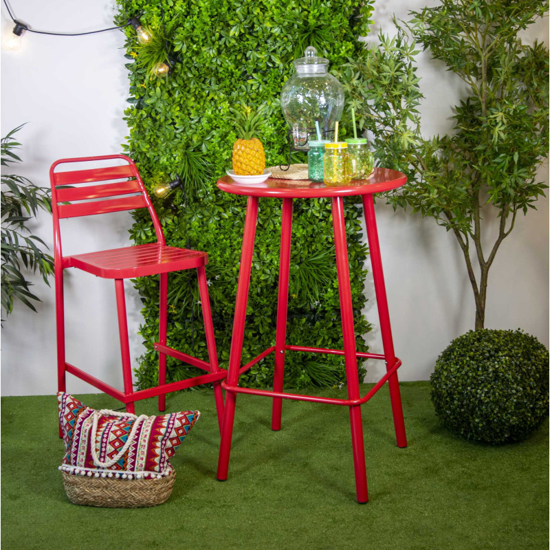 Sgabello bar alluminio Las Vegas rosso 42x55x77/109 cm esterno