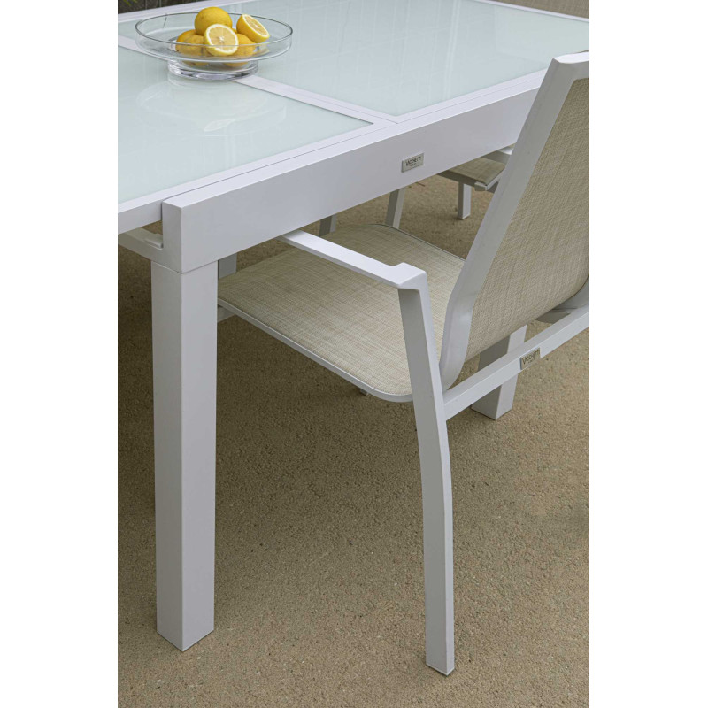Poltrona alluminio e textilene Cleveland bianco opaco 56,5x65x93