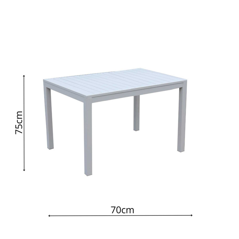 Tavolo alluminio Sullivan bianco 70x53x75 cm rettangolare outdoor