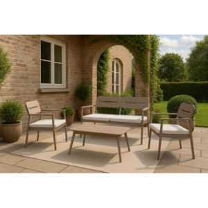 Zoom Salotto alluminio Ibiza 2 posti beige con cuscini crema