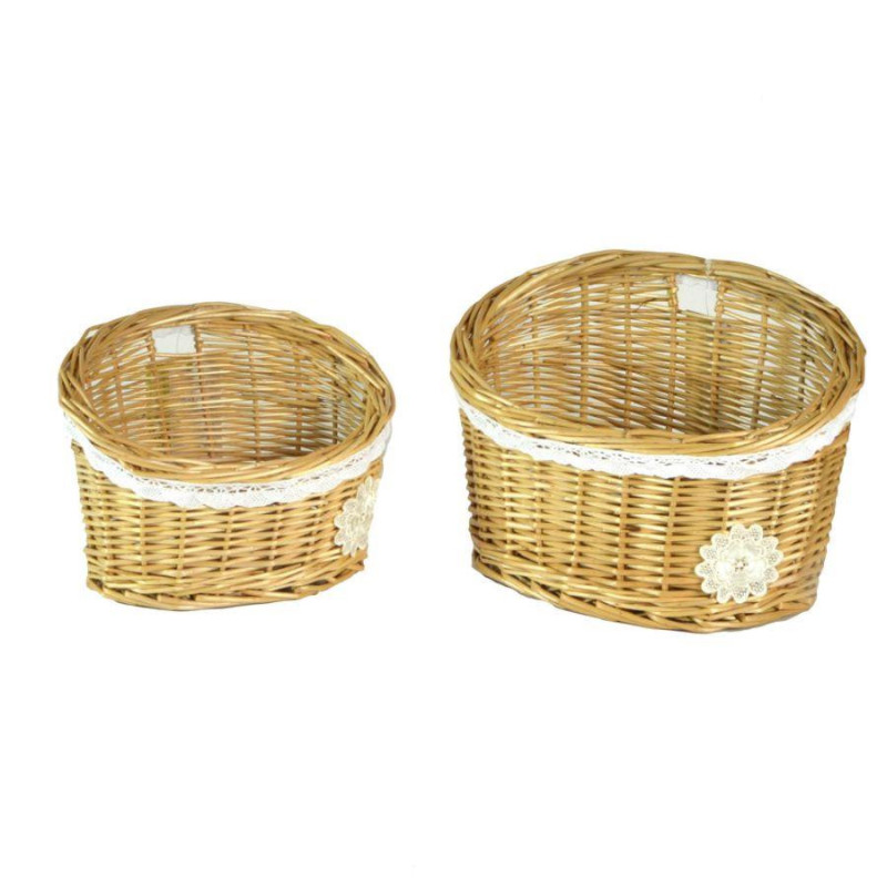 Cesta in vimini Lorraine con pizzo e fiore - Eleganza e ordine