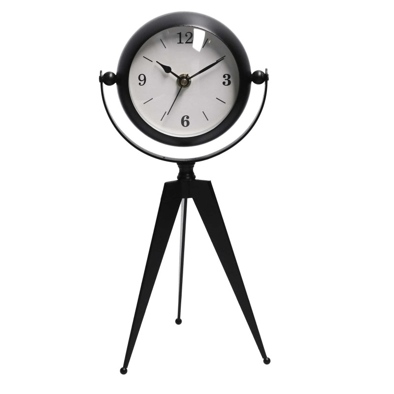 Orologio da tavolo metallo nero quadrante bianco 14x11x30 cm casa