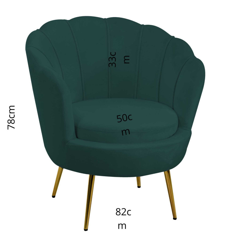 Poltrona velluto Tulipan blu petrolio 73x72x77 cm casa