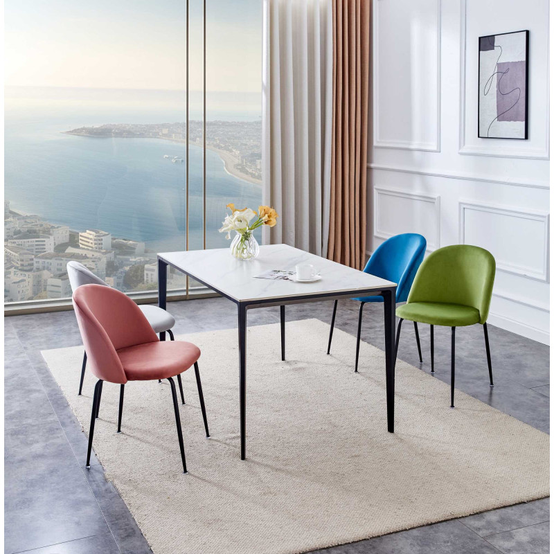 Sedia velluto Sammi blu struttura nera 50x57xH47 cm moderna