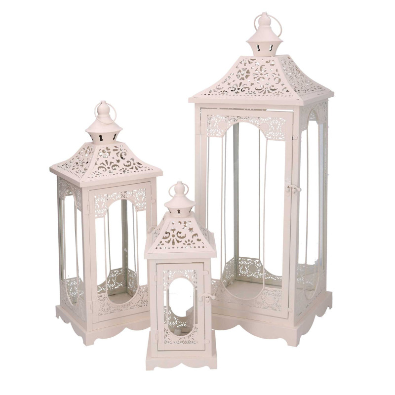 Lanterna metallo crema 24x24xH67 cm design elegante giardino