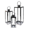 Lanterna metallo argento quadro 21x20,3xH52,5 cm elegante