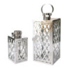 Lanterna metallo argento quadro 14x14xH33 cm moderna e luminosa