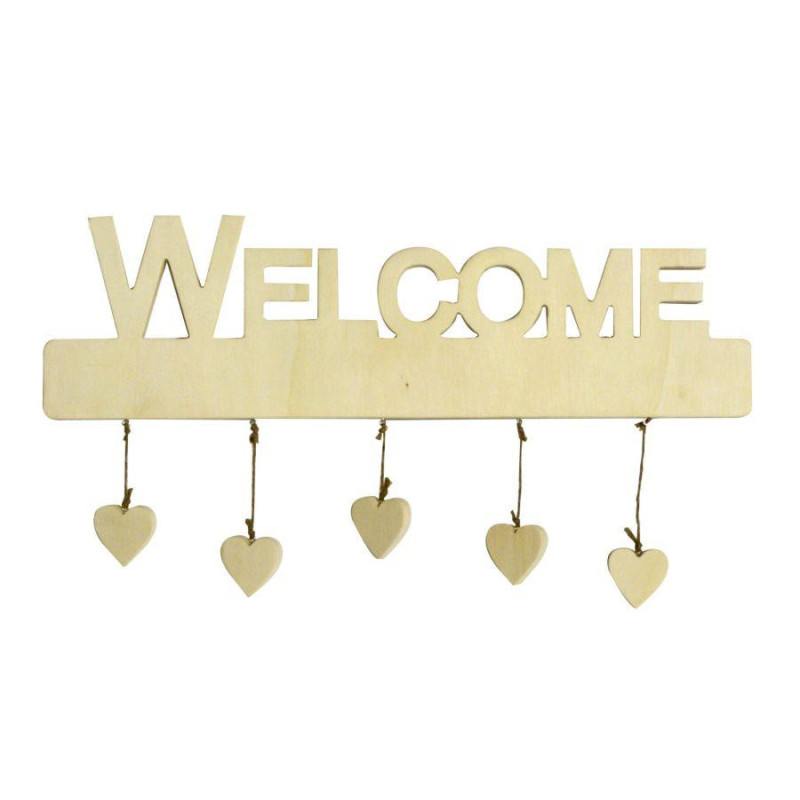 Decorazione Welcome con cuori pendenti 45x13 cm elegante casa