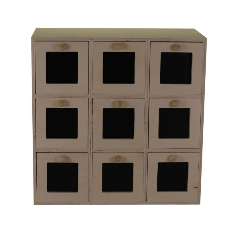 Portatutto legno naturale 9 cassetti 35x18x35 cm pratico arredo