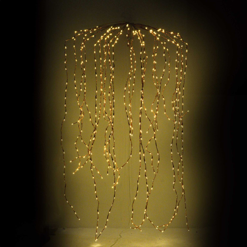 Luce cascata 648 LED caldo filo rame 70xh220x6 decorazione Natale