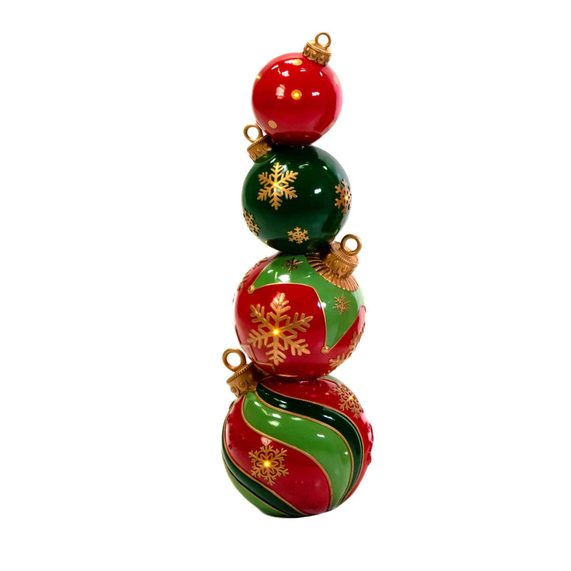 Sfera resina torre con LED verde e rosso Ø29,5xH9 cm luminosa