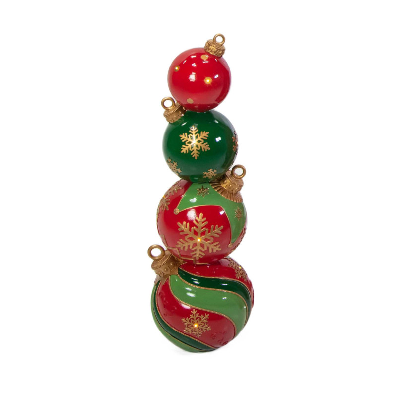 Sfera resina torre con LED verde e rosso Ø29,5xH9 cm luminosa