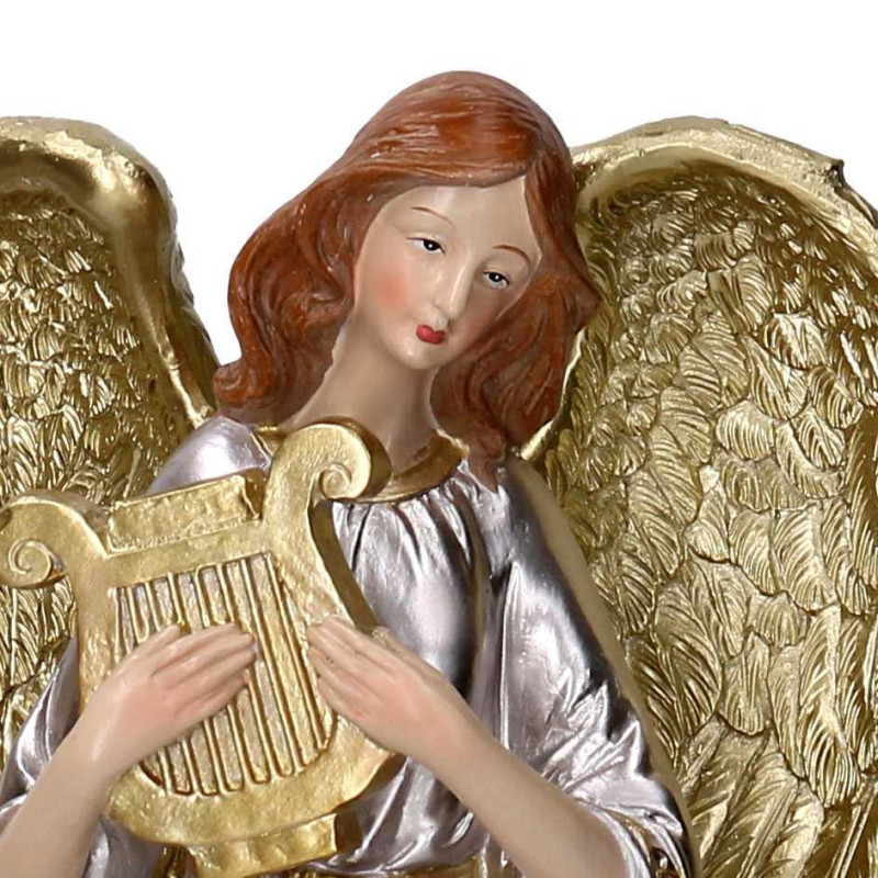 Angelo resina con chitarra oro 18,2x16,4x37,8 cm decorazione